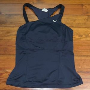 Nike asymmetric navy blue sports tank top (XS)
